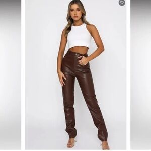 NWT White Fox Boutique You’ve got it faux leather pants in chocolate